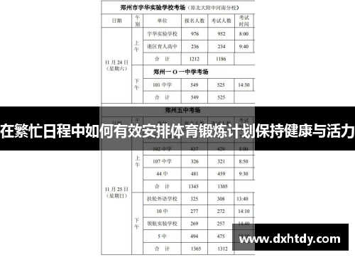 在繁忙日程中如何有效安排体育锻炼计划保持健康与活力